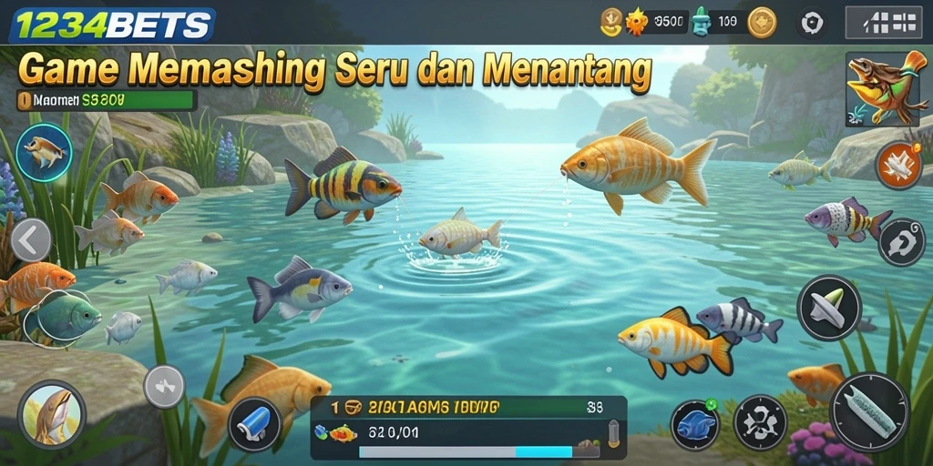Screenshot gameplay 1234BETS menampilkan aktivitas memancing yang seru dan realistis.
