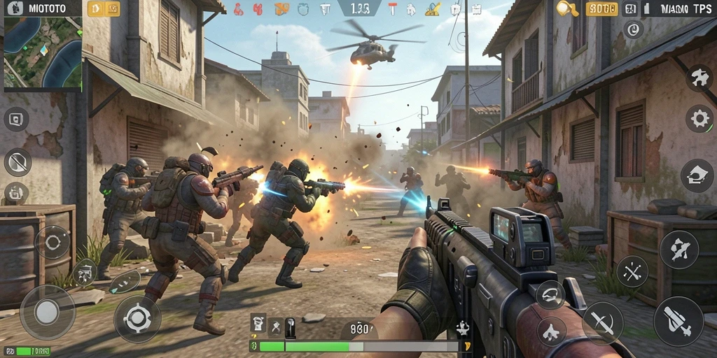 Tangkapan layar gameplay MIOTOTO yang menunjukkan aksi seru dalam TPS.